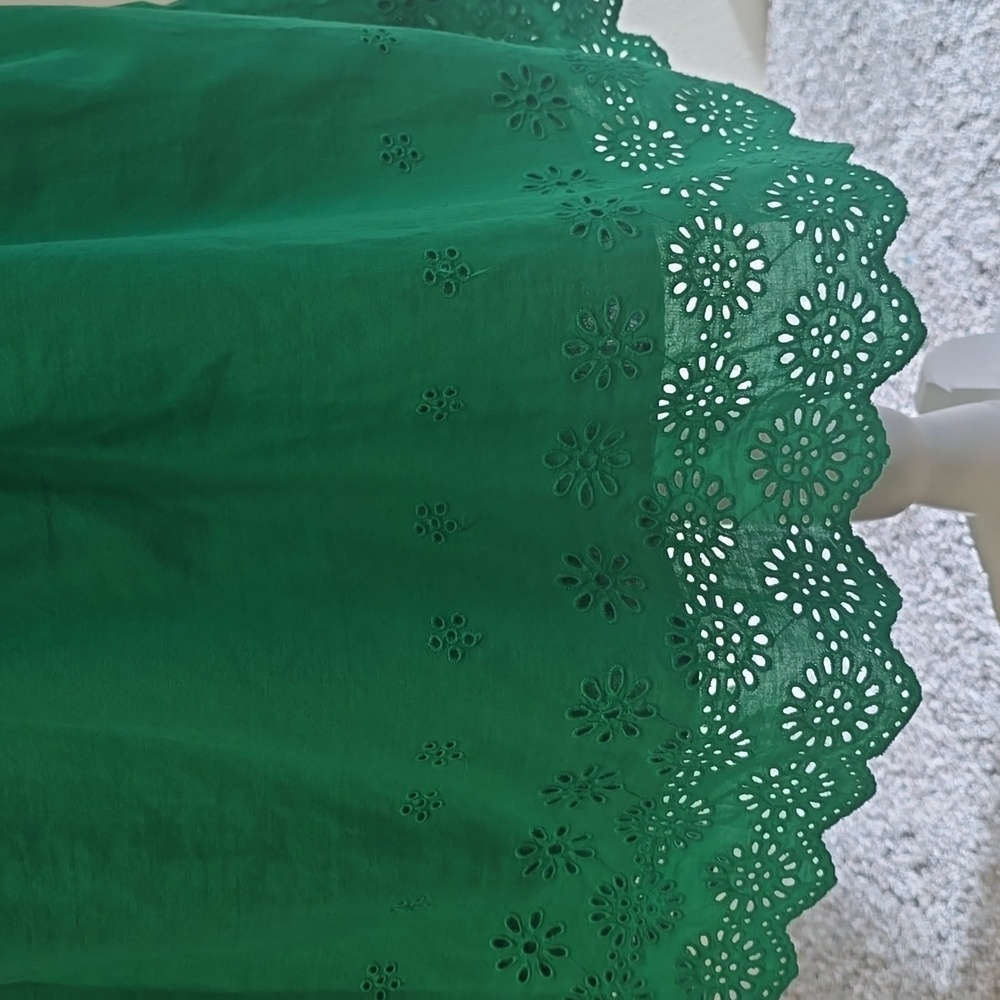 J. CREW Kelly Green Eyelet Dress Sz 12 - Picture 9 of 12
